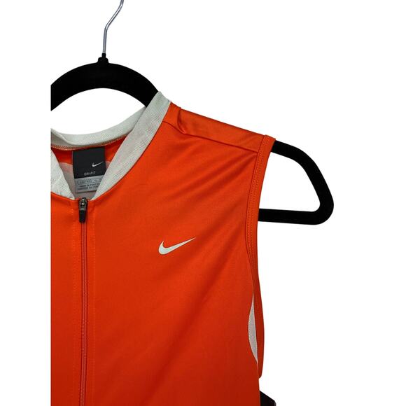 Nike Cycling Full Zip Jersey Womens Sz Large Bright Orange Gray Mesh - Picture 2 of 7